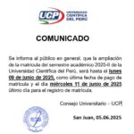 AMPLIACIÓN DE MATRÍCULA SEMESTRE 2025-II