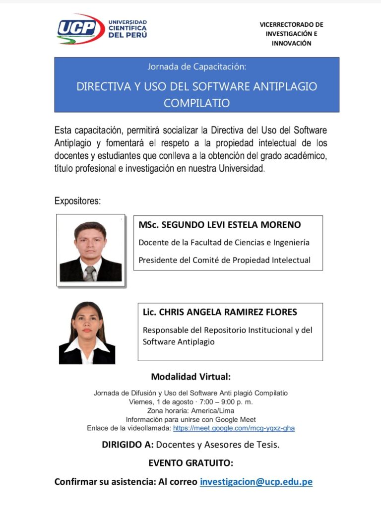 CAPACITACIÓN: DIRECTIVA Y USO DEL SOFTWARE DE ANTIPLAGIO COMPILATIO